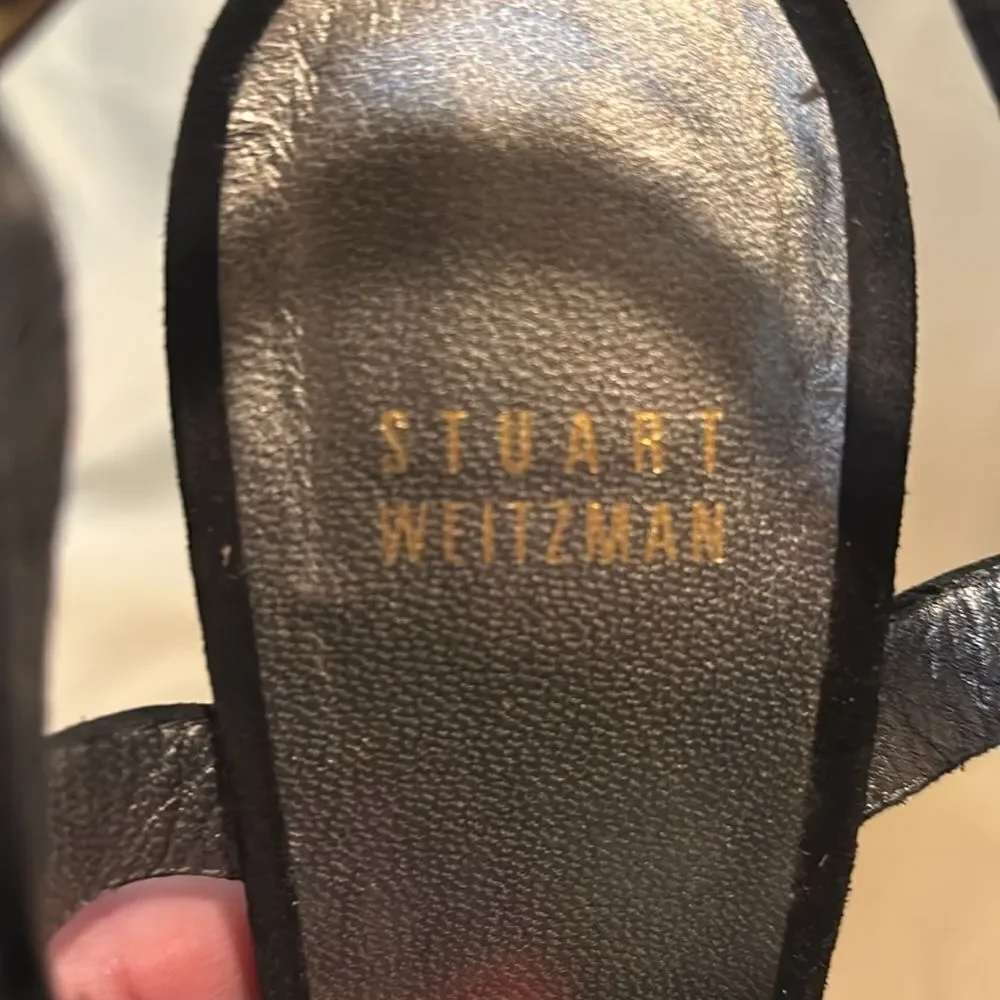 STUART WEITZMAN Cuffy T-Strap Grommet-Detail Heels